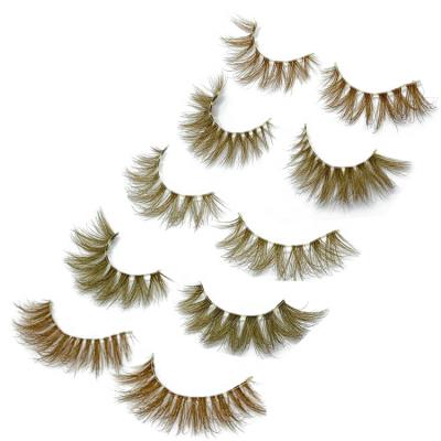 China Long Lasting Colored Mink Fur Eyelashes 3D Mink Lashes Brown Color Lashes Colorful Handmade For Festival for sale