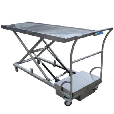 China Medical Electric Corpse Trolley Hospital Burial Equipment Stainless Steel Body Morgue Transfer Trolley, Funeral Body Corpse Lift Trolley for sale