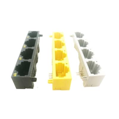 China PCB 4 port ethernet network port modular socket rj-45 connector for sale