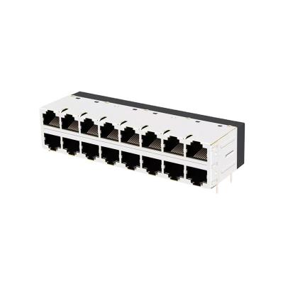 China PBT UL94V-0 1*8 Port Shielded Network Isolation Transformer Rj45 Connector 8P8C Without Led Light for sale