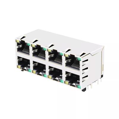 China PBT UL94V-0 2*4 Double-Layer Shield Module Four-hole Jack Rj 45 Connector No Light for sale