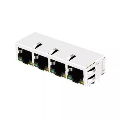 China PCB 2*4 Double-Layer Shield Module Four-Port Jack Rj 45 Connector No Light for sale