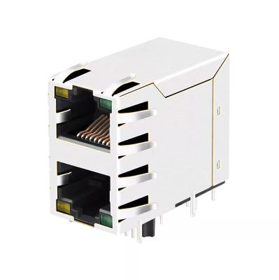 China PBT UL94V-0 2 Layer Single Port Network Socket Rj45 Shielding Connector Without Led Light for sale