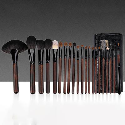 China Horsehair 21pcs Wooden Make Up Brushes Wooden Handle Private Label High Quality Custom Logo 21 Pieces Makeup Brush Set With PU Bag for sale