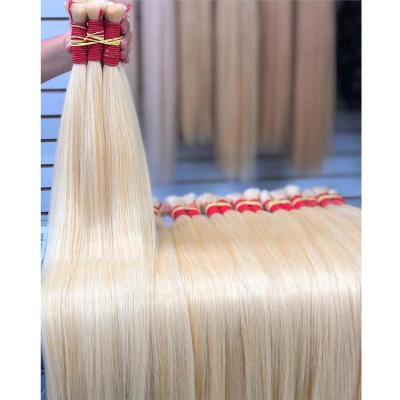 China 100% factory wholesale TOP quality premium 100% natural virgin cabelo human loiro hair raw blonde hair 613 in bulk or bundles for sale