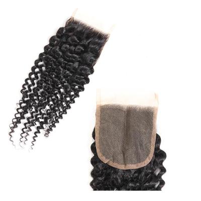 China High Quality Human Virgin Deep Curly 4*4 Lace Closure Hair Free Wave Shedding No Shedding No Tangle Jerry Curl Hair for sale