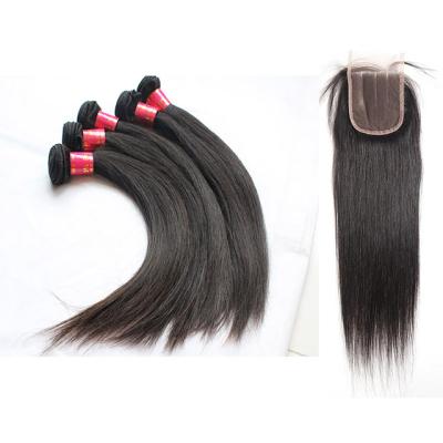 China Straight Remy Virgin Indian Human Hair Weave Bundle Unprocessed Silky Straight Full Wave Cuticle With Thin Lace Closure Headband Hd for sale