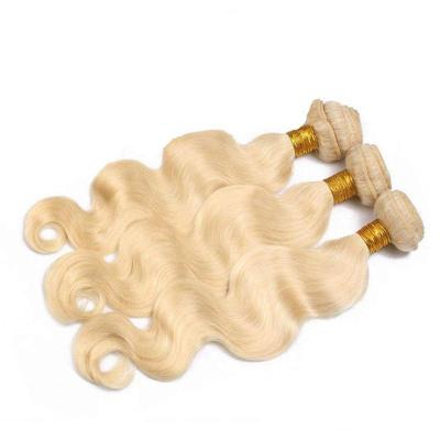 China Wholesale High Quality Body Wave Ombre 613# Bleach Virgin Brazilian Blonde Bodywave Hair Bundles With Lace Closure for sale