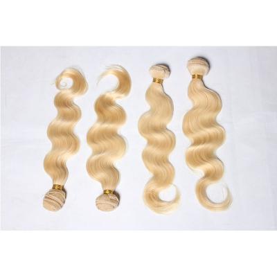 China Silky Straight Wave Hair Bundles With Closure Brazilian Remy Human Hair #613 Straight Blonde 3 Bundles With Lace Closure for sale