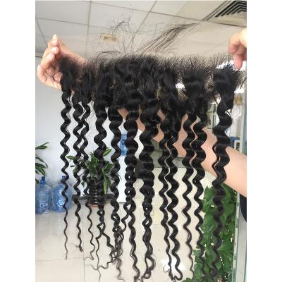 China Unprocessed Deepwave Virgin Hair Closures , 13X4 Virgin 13X4 Hd Sheer Swiss Lace Frontal Sheer Pre Plucked Lace Frontal for sale