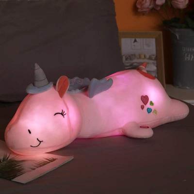 China Giant Plush 60cm Stuffed Unicorn Toy Large Stuffed Unicorn Pillow With LED Light for sale