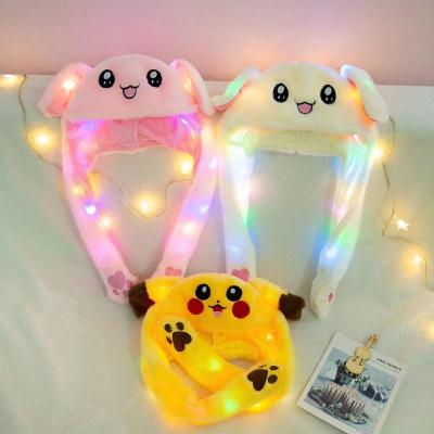 China Plush Toys Wholesale OEM Hot Sale Light Led Hat Stuffed Rabbit Bunny Ear Hat With Light Toy For Women Girl Children Educational Toys for sale