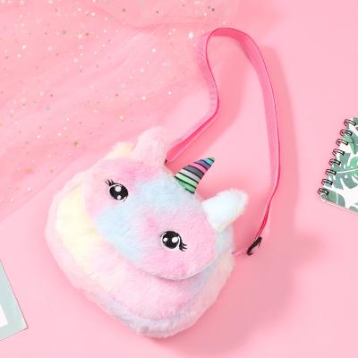 China Plush Wholesale Custom Design Colorful Unicorn Shoulder Bag Popbular Girl Bag Kids Cute Chest Bag for sale