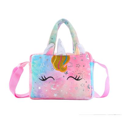 China New Style Stuffed Plush Color Children's Unicorn Tie Dye Cute Children Cross - Body Bag Cartoon Unicorn Shoulder Bag for sale