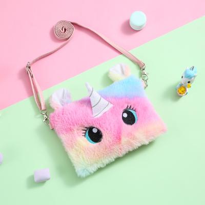 China Custom Shape Colorful Unicorn Cartoon Plush Print Ladies Fashion Belt Waist Bag For Kids Shoulder Child Fanny Packs for sale