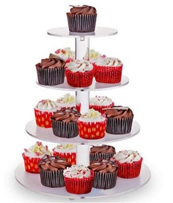 China Birthday Party Disposable Dessert Dish Cupcake Serving Round 4 Tier Display Rack Set Acrylic Cake Stand For Wedding for sale