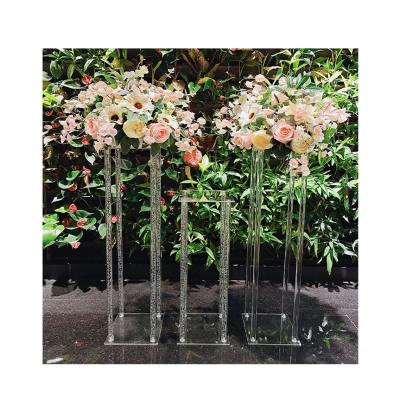 China New Style Durable Table Flower Stand Luxury Acrylic Crystal Wedding Centerpiece Road Lead Wedding Decoration for sale