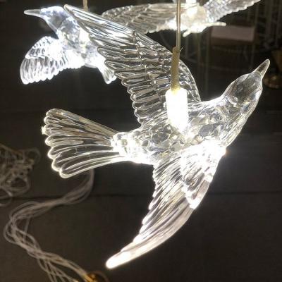 China Decorativel Lighting Creative Home Hanging Small Hummingbird LED Glowing Pendant Lights For Hotel Lobby Wedding Decoration Layout for sale