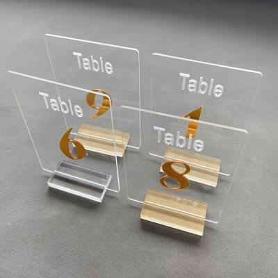 China Custom Acrylic Wedding Table Sign G&J Gold Number 1-20 Acrylic Wedding Table Numbers Gold Mirror Numbers For Wedding or Event for sale