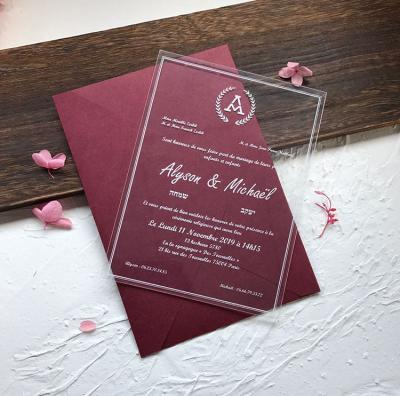 China Wedding Event Concert Custom Laser Cut Acrylic Wedding Card Design Card Invitation Card Cheap Wedding Keepsake Invitations for sale