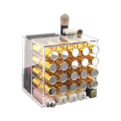 China Customized Clear Acrylic Cosmetic Organizer Box Lipsticks Makeup Brush for sale