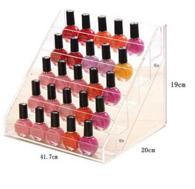 China Customized Shelves Show Thick Acrylic Staircase Nail Polish Display Stand Stage Storage Box for sale