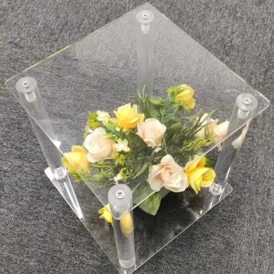 China Wedding Party Decoration Wholesale 20cm Tall Flower Stand Flower Stands Crystal Outdoor Acrylic Flower Vase Stand For Wedding Table Centerpiece for sale