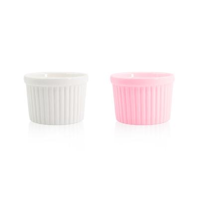 China Amazon Morden Sustainable Hot Sale Custom Made Glazed Porcelain White Cups Ceramic Ramekin Rolls Muffin Cups for sale