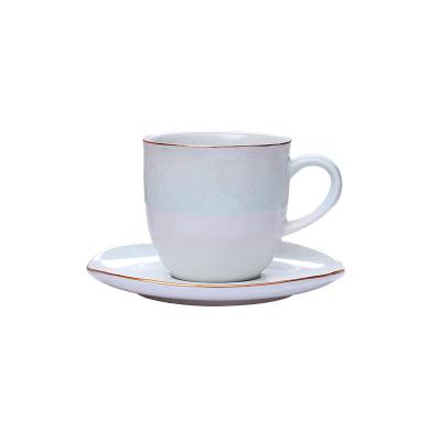 China High Quality Custom Green Stocked Simple And Morden Mug Cup Round Fambe Mugs Ceramic Tea Cups And Saucers for sale