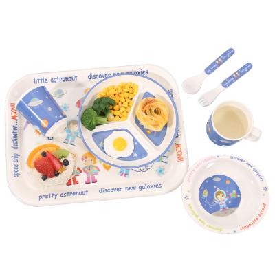 China Unbreakable Eco-Friendly Cut-out Cartoon 6 Pcs Set Kids Gift Kids Dinner Set Dish Set Resistant Tableware for sale