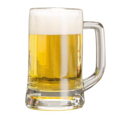 China Viable Wholesale Ceative 335Ml Etched Beer Mug Glass 11 Ounce Insulated Glass Beer Dimpled Mug Glass Mug for sale