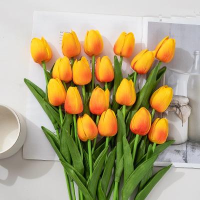 China PU Tulip Artificial Flower Real Touch Fake Bouquet Flower For Wedding Flowers Garen Home Decor Decoration for sale