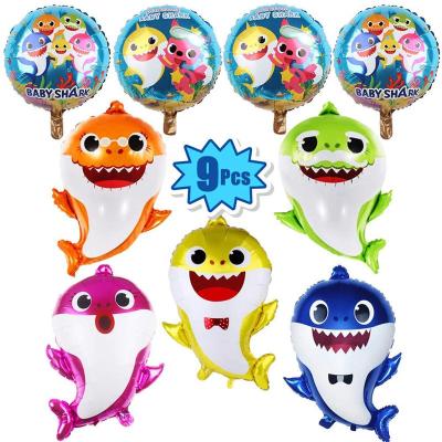 China Gift Toy Wholesale Discount Shark Shaped Inflatable Foil Helium Balloon For Party Decorations for sale