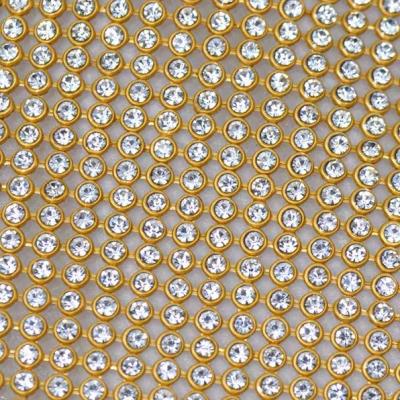 China Gold Mango 3MM High Quality Crystal Rhinestone Mesh Rhinestone Sheet from Pointback for sale