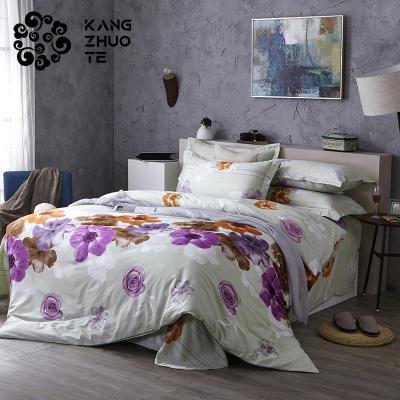 China 1.5m (5 feet) 1.5m (5ft) (4 pieces) high end 100% cotton queen flower pattern bedding set for all seasons for sale