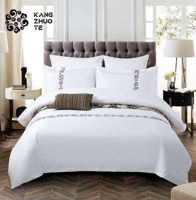 China Non-Toxic Non-Toxic White Satin Can Be Fabric Customized Embroidered Fitted Sheet Bedding Set for sale