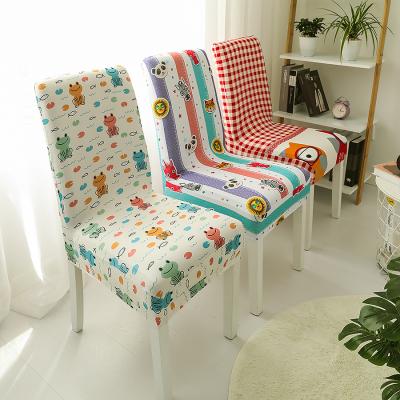 China Simple Jacquard Spandex Stretch Household Printing Hot Sale Children Border Cartoon Brushed Cover Restaurant Chair Cover for sale