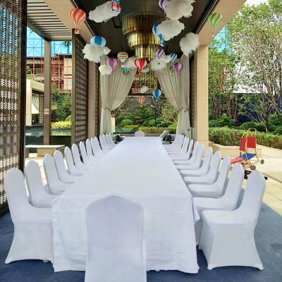 China Wholesale Single Simple Hotel Wedding Party Celebration Dinner Use Solid Color Spandex Thickened Banquet Sneaks One-Piece Chair Covers for sale