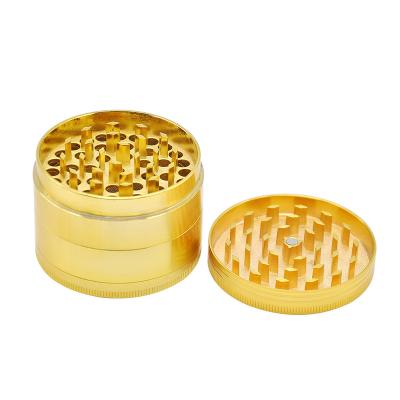 China Wholesale Custom Logo Printed Gold Tobacco Kit With 4 Pieces Luxury Zinc Alloy Tobacco Herb Grinder Dry Portable Spice Grinding Tool for sale