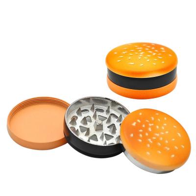 China Tobacco Burger Grinding Hamburger Shape Tobacco Grinder Grinder Tobacco Smoke Grinder Herb Grinder 3 Parts Zinc Alloy for sale