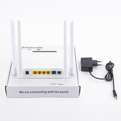 China HiOSO FTTx-Lösungen XPON ONU Dualband 4GE 4WIFI POTs Kunststoffgehäuse Wifi ONU zu verkaufen