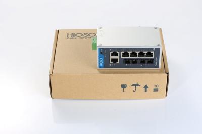 China Häfen des 120km Getriebe-6 10/100M RJ4 2 100M FX Din Rail Ethernet Schalter-8 zu verkaufen