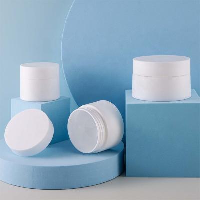 China 15g 30g 50g Empty Round PP Face Cream Gel Cream Jar 15g 30g 50g Eco-friendly Matte White Plastic Eyes Hair Cosmetic Packaging Jar for sale