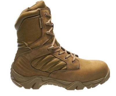 China Padded Collar Anti Tear Brown Leather Tactical Boots Hot Weather for sale