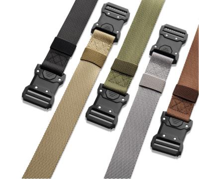 China Men's Tactical Belt Outdoor Nylon Woven Workwear Belt With Alloy Buckle for sale