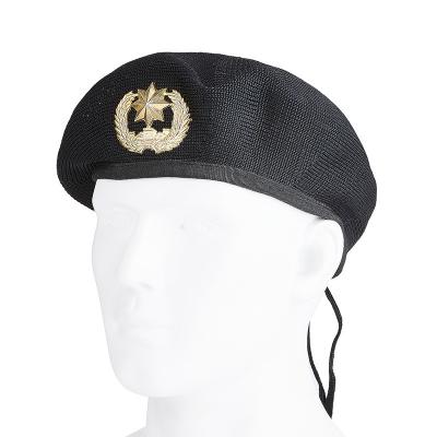 China OEM Classic Beret With Breathable Mesh Fabric Embroidered Patch Logo Security Cap For Honor Guard for sale