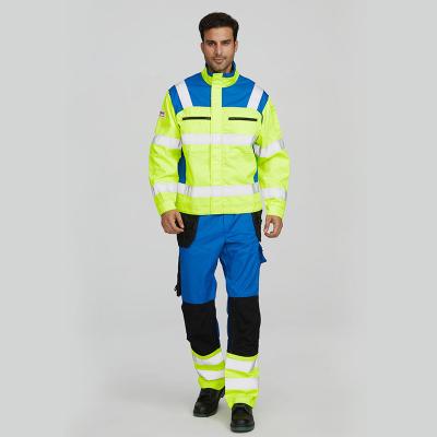 China Customized Fluorescent Flame-Resistant Work Suits Colorblock Durable Breathable for sale