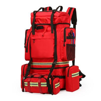 China Emergency Rescue Backpack Survival Gear Bag Large-Capacity Waterproof Tactical Pack Outdoor Hiking Emergency Kit Thickened Oxford Fabric for sale