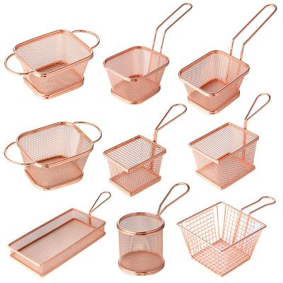 China Sustainable Hot Sale Kitchen Gadgets Summer 304 Stainless Steel French Fries Serving Basket Frying Basket for sale