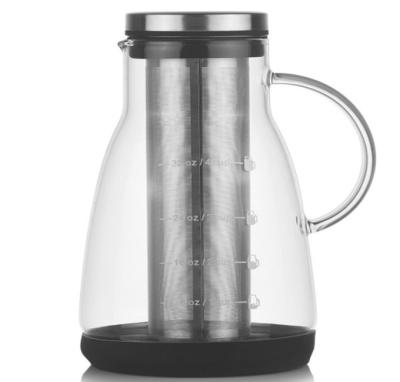 China Stocked Household Tea Glass Filter Brew Coffee Cold Pot for sale